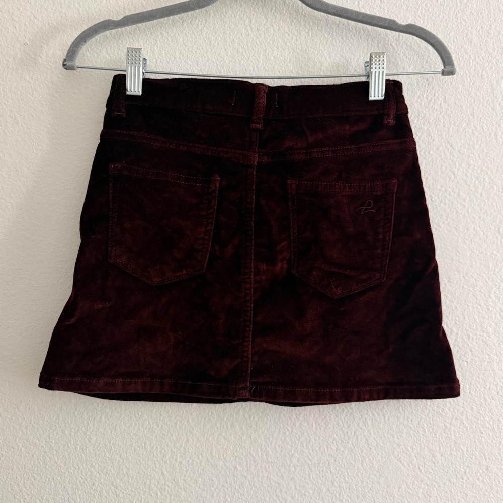 DL1961 Youth Girls Jenny Velvet Burgundy Faux Suede Skirt Size 12 - Picture 2 of 5